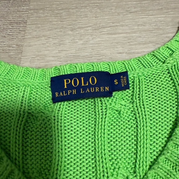 Polo by Ralph Lauren Women's Bright Green V-Neck Sweater - Picture 3 of 4